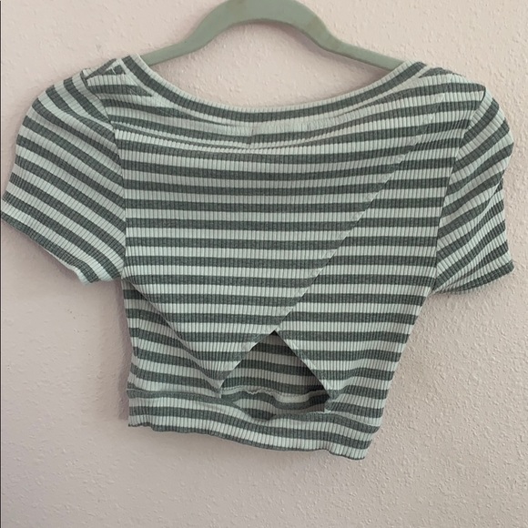 Grey and White Striped Crop Top - Picture 2 of 2